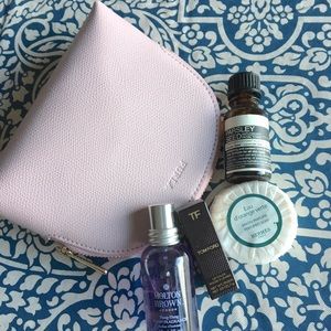 New PINK FURLA Cosmetic Bag +Free Hermes, Aesop, Tom Ford, Molton Brown